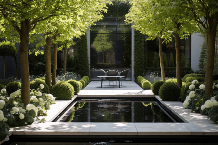 modern garden with water feature modern garden with water feature