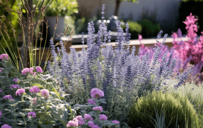 cool blues in garden planting