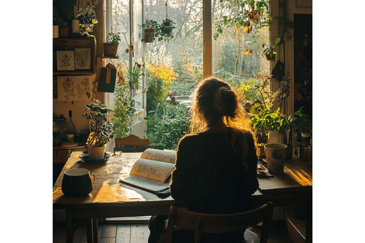 woman looking into garden for design inspiration