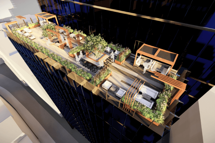 Concept of a rooftop social space in an urban setting