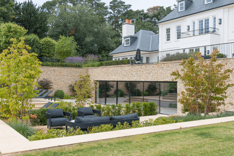 designed retaining wall for sloped garden