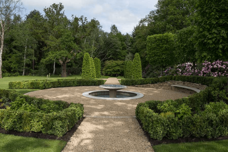 formal seating and water feature formal seating and water feature