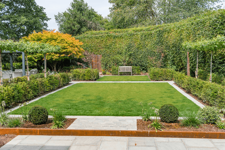 Small garden with formal lawn and interest