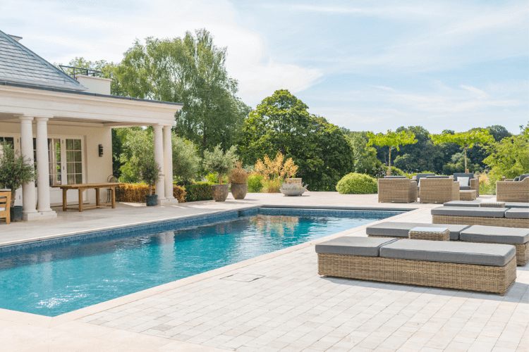 Pool view in private home