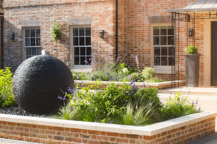 courtyard entrance with water feature