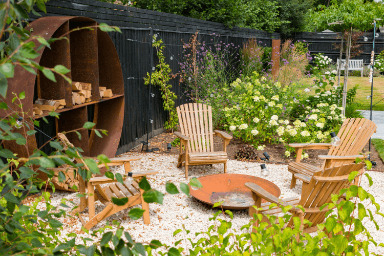 discreet firepit and seating