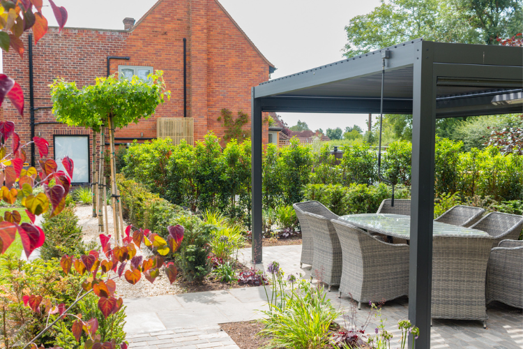pergola covering outdoor seating