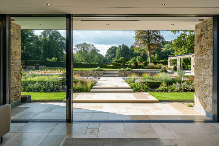 modern garden terrace that connects seamlessly with house architecture