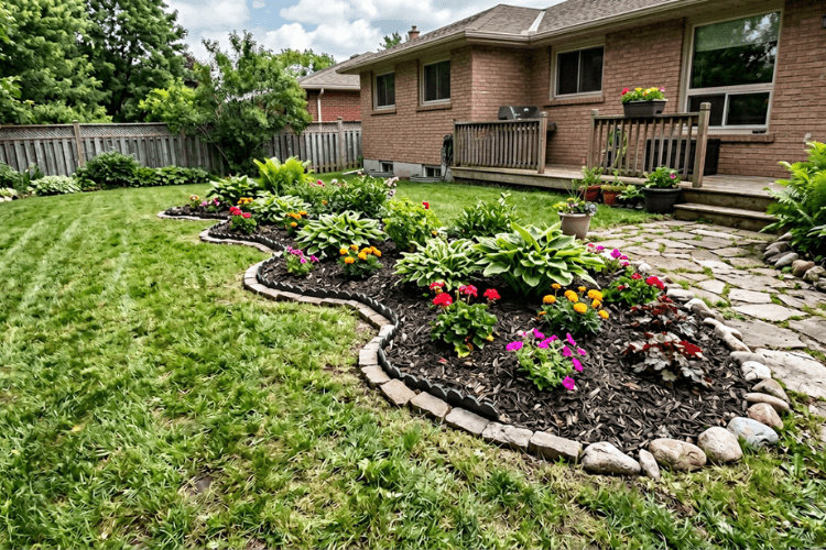 example of a poor garden design with wobbly border